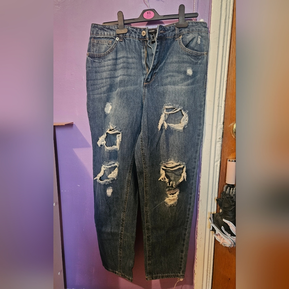 Forever 21 Mid-Waisted Distressed Jeans